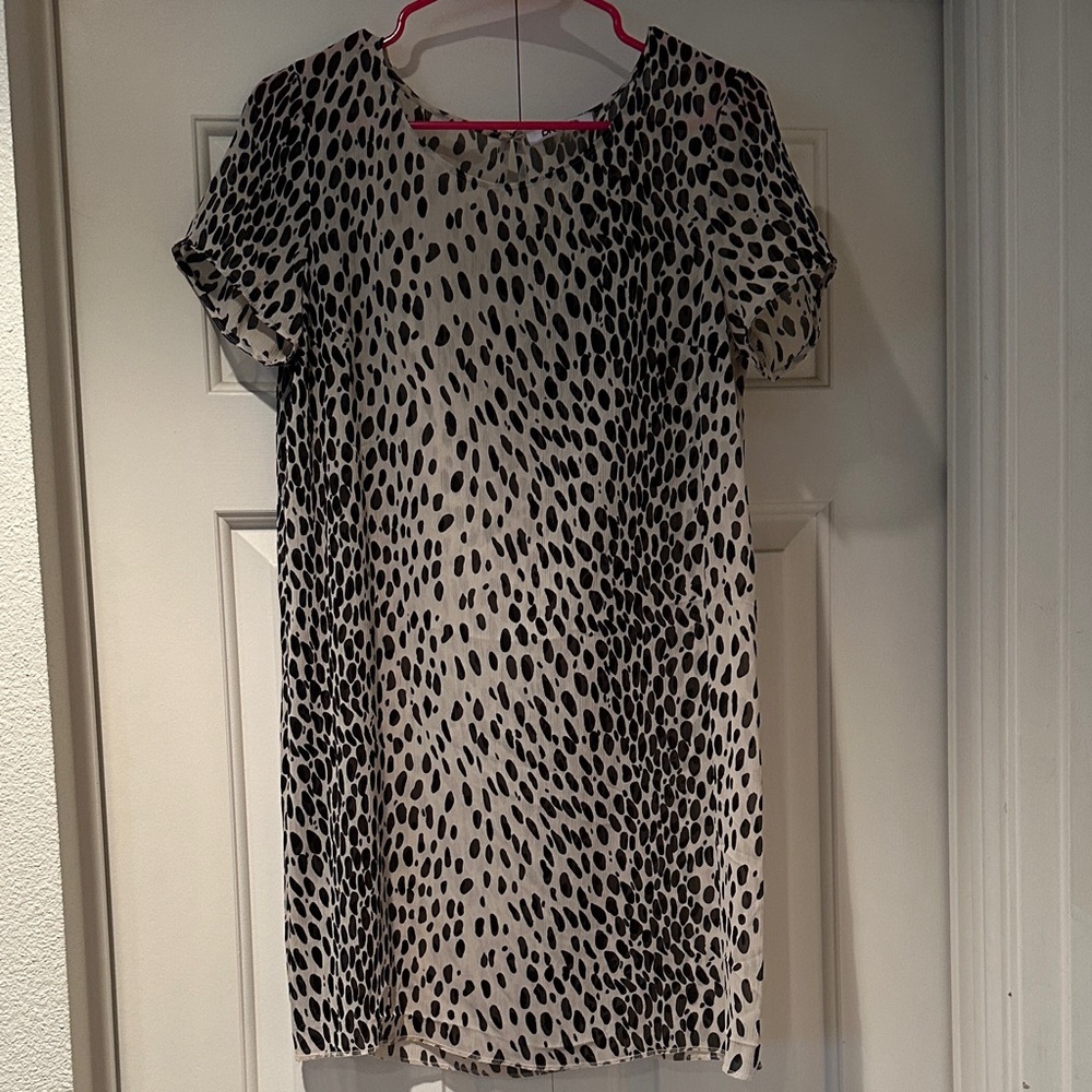 DKNYC Black and Off-White/Cream animal pattern Blouse